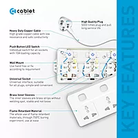 HAMMOK HALO 4+4 Power Strip – 3M, Individual Switches, Surge Protection, 8 Outlets, USB Ports, Overload Protection, Compact Design, Ideal for Home/Office, Safe and Convenient Power Solution.