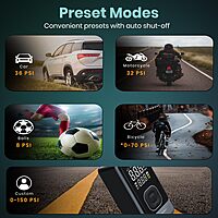 Portronics VAYU 8.0 Tyre Inflator – 4000mAh Portable | Digital Display | USB Output | Black |