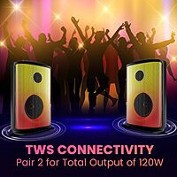 Portronics Dash 8 POR 2244 Bluetooth Speaker – 60W | Karaoke Mic | RGB Lights | Black