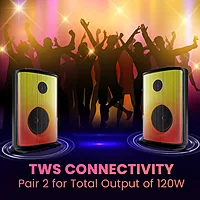 Portronics Dash 8 POR 2244 Bluetooth Speaker – 60W | Karaoke Mic | RGB Lights | Black