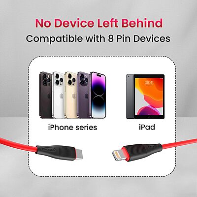 Portronics Silklink – 20W Type-C to Lightning Cable, 1M White. Fast charging and data transfer, durable design, compatible with iPhone and iPad. Perfect for everyday use and travel.