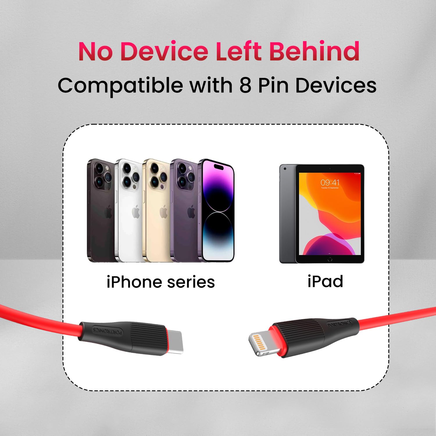 POR 2112 Silklink C-Lightning – 20W USB-C to Lightning Soft Silicon Cable 1M Red 06 Months