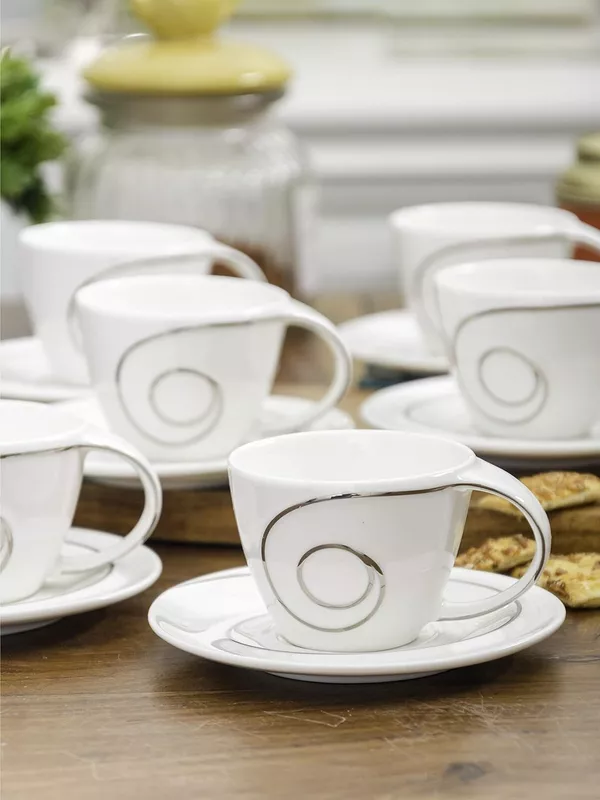 WHITE GOLD Cup Saucer Set