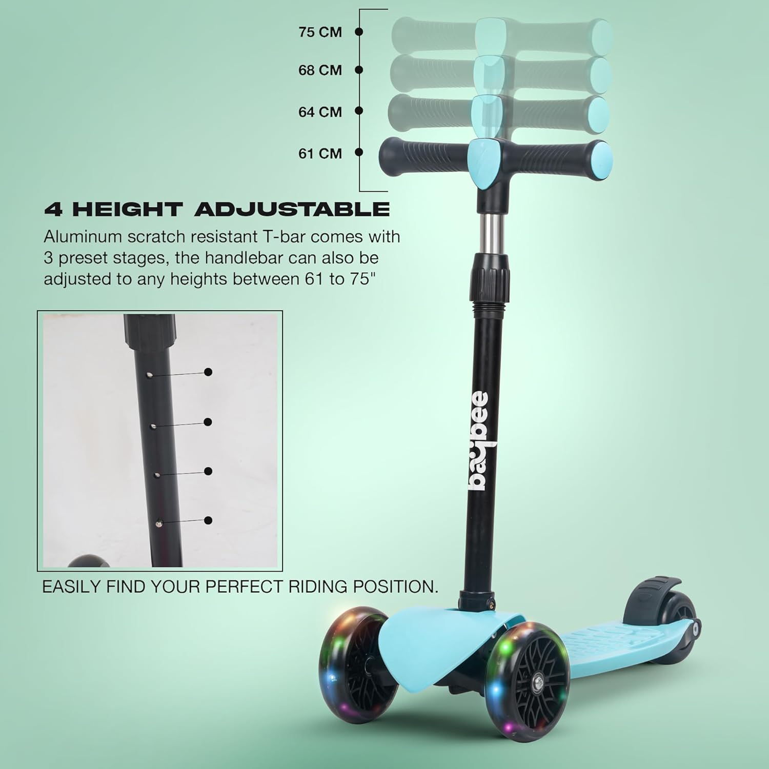 Baybee Zoomie Foldable Kick Scooter for Kids-Blue Baybee Zoomie Foldable Kick Scooter for Kids-Blue