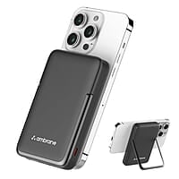 Ambrane 10000mAh Magsafe Fast Wireless Charging Power Bank, Strong Metal Mobile Stand, 22.5W Wired + 15W Wireless for iPhone 12 & Above