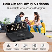 Portronics Freedom 4E 15W Wireless Charger – Dual Alarm Clock | Fabric Pad | iPhone 12–17