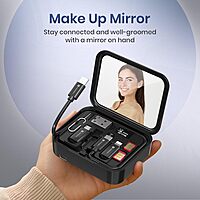 Portronics Smartpod 15W 3-in-1 Wireless Charger with Mirror & Cleaning Kit | Black