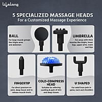 Lifelong Gun Massager for Pain Relief with Cold Compression & 99 Speed Settings - Rechargeable, 5 Massage Heads, 3 Modes for Full Body Deep Tissue Percussion Massage