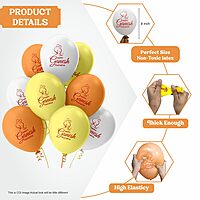 Happy Ganesh Chaturthi  Balloons, Ganesh Chaturthi decorations at mandap/ home Pack of 30 multicolor Metallic yellow, metallic orange metallic white balloons-181133