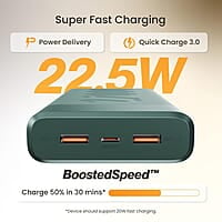 Ambrane 27000mAh Powerbank, 22.5W Fast Charging, Triple Output (2 USB & 1 Type C)