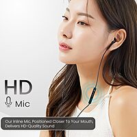 Portronics Conch Theta C – Type-C Earphones, with built-in Mic, sleek design, superior sound quality, comfortable fit, perfect for music lovers and calls, available in stylish black color.