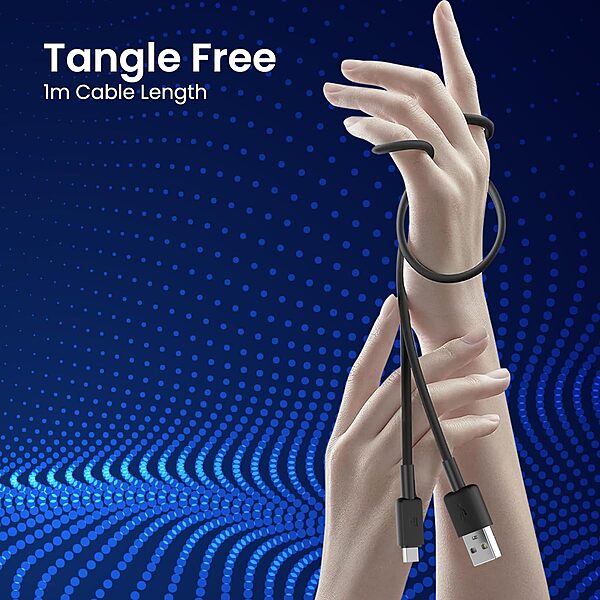 Portronics Konnect Link Micro USB Cable – 3A Fast Charging & 480 Mbps Data | 1M | Black