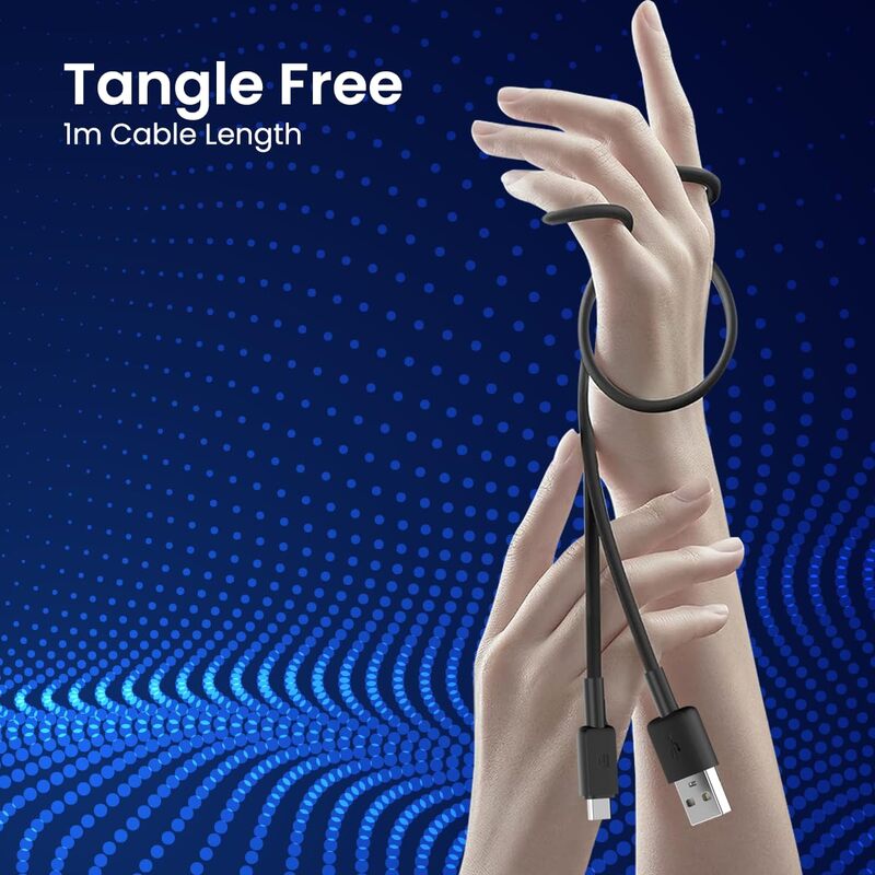 Portronics Konnect Link Micro USB Cable – 3A Fast Charging & 480 Mbps Data | 1M | Black