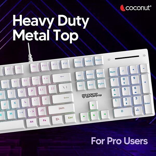 Storm Mechanical Gaming Keyboard – 104 Keys, RGB Backlit, customizable lighting, durable switches, anti-ghosting technology, ergonomic design, perfect for gamers and typists alike, plug and play.