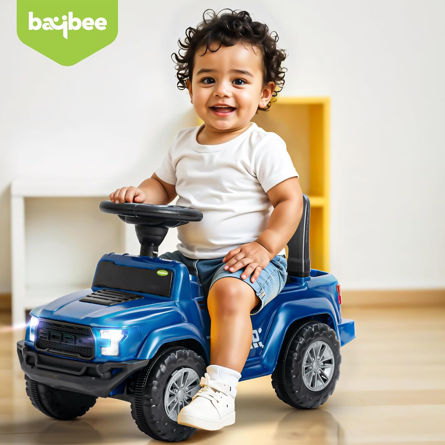 Baybee Push Ride on Baby Jeep for Kids Toys with LED Light & Storage Bin-Blue Baybee Push Ride on Baby Jeep for Kids Toys with LED Light & Storage Bin-Blue