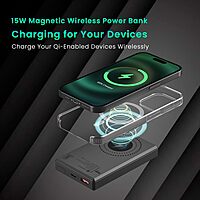 Portronics MagClick 10K – 15W Wireless 10000mAh (Beige) is a sleek power bank that offers fast wireless charging, compact design, and high capacity, perfect for on-the-go charging needs.