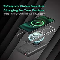Portronics Luxcell MagClick 10k 10000 mAh 15W Magnetic Wireless Fast Charging Power Bank Premium Finish, 22.5 Wired Output