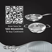 Preethi Metallica Collection Triply Stainless Steel set, 26 cm Kadai with Glass Lid, 26 cm Fry Pan, Gas & Induction Compatible