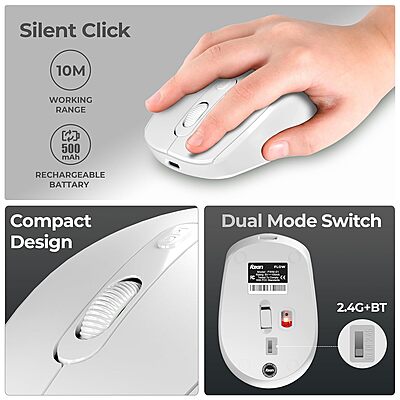 WIRELESS MOUSE FOXIN FLOW BT+2.4GHZ DPI (WHITE)