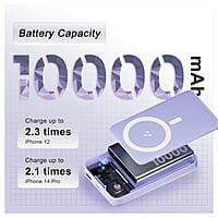 Ambrane 10000mAh Magnetic Wireless Power Bank with Stand, 15W Wireless Fast Charging, Compact 22.5W PD Wired Charger, Compatible with iPhone 12/13/14/15 & Other Wireless Devices