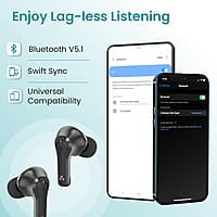 Ambrane TWS in Ear Earbuds with ENC Clear Calls & High Bass, 31h Playtime, BT 5.1 Wireless Headphone, Touch Control in Ear TWS with 4 Mic, IPX4 Water Resistance & Voice Assistance