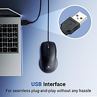 Zebronics Zeb-Alex Wired Mouse – USB, 3 Buttons, Ergonomic design, High precision, Smooth tracking, Ideal for gaming and office use, Plug and play, Compatible with Windows and Mac systems.
