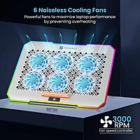 Portronics Air Cooling Pad – 6 Fans, Ergonomic, Adjustable Height