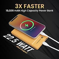 Portronics Luxcell B 10K 10000 mAh 22.5W Fast Charging Power Bank, Ultra Slim Power Bank with Mach USB-A Output, Type C PD Output