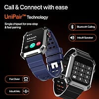 Ambrane 1.85" Uni Pair BT Calling Smartwatch, Rugged & Sporty Metal Body, 10 Days Battery, 500 NITS, 100+ Sports Mode with IP68, Sp02 Tracking, 100+ Watch Faces Stud