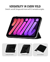 Black Pleat Y-Fold Magnetic iPad Case for iPad Mini 7 2024 8.3 Inch