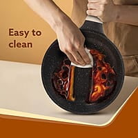 AGARO Imperial Granite Non Stick Frypan with Glass Lid, 3L / 28cm, Cast Aluminium Body