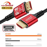 Uport 8K HDMI Cable 3m – HDMI 2.1, eARC, 48Gbps, supports 8K@60Hz, HDR, and Dolby Vision. Perfect for gaming and home theater setups. Durable design for high-speed data transfer.