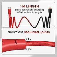 Portronics POR 3009 HUE X USB-C to USB-C Cable – 60W, Dual Tone, Braided, 1M, Black & Red