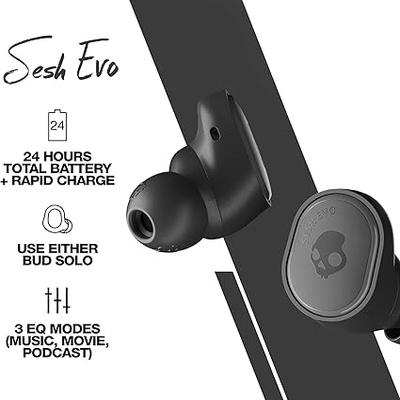 Skullcandy Sesh Evo Truly Wireless Bluetooth in Ear Earbuds with Mic (Black) Skullcandy Sesh Evo Truly Wireless Bluetooth in Ear Earbuds with Mic (Black)
