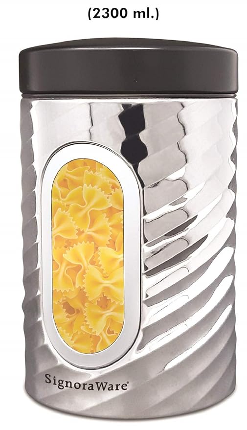 "Signora Ware Modular Steel Container  (Window Round Mirror) 2.3 Liters