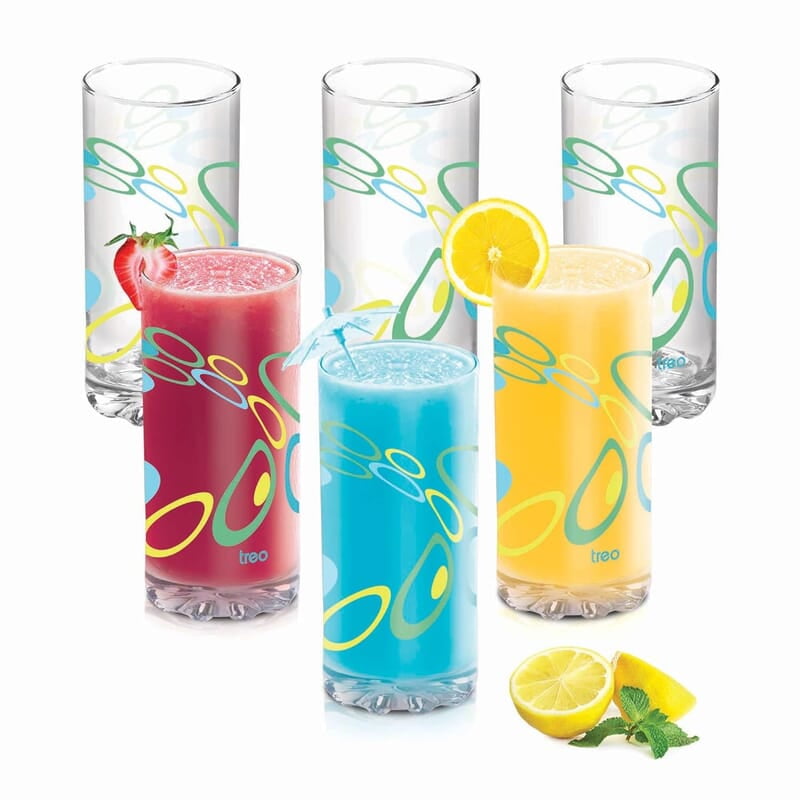 Treo by Milton D Ziner Torrent Glass Set of 6, 316 ml, Bubbles