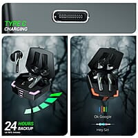 ZEBRONICS Beast in-Ear Wireless Earbuds, 24* Hours Backup, Bluetooth v5.4, Flash Connect, Gaming Mode, Touch Control, Voice Assistant Support, Splash Proof Design