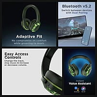 boAt Rockerz 425 Bluetooth Wireless On Ear Headphones Signature Sound, ENx Tech, ASAP Charge, 25H Playtime, Bluetooth V5.2, Dual Pairing with Mic