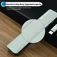 Portronics Mport 52 – 7-in-1 USB-C Hub features 4K HDMI, USB 3.0 ports, SD card reader, and more. Perfect for expanding connectivity for laptops and devices, enhancing productivity on the go.