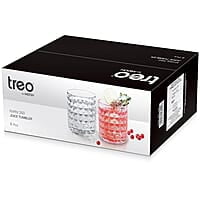 Treo by Milton Knitts 260 Glass Tumblers, Transparent, Knitt Textured Design Glasses Set of 6, 260 ml Each Ideal for Water, Juice, Cocktails, Mocktails
