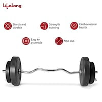 Lifelong PVC Home Gym Set 10Kg -20kg Plate 3Feet Curl Rod and Dumbbells Rods with Gym Accessories