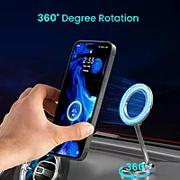 Portronics Mogun 3 Magnetic Car Phone Holder – 360° Rotation | Adjustable | Silver | 1 Year Warranty