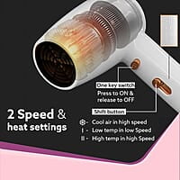 AGARO HD1417 Wall Mounted Hair Dryer 1400W, Electric Wall Mount Hair Dryer