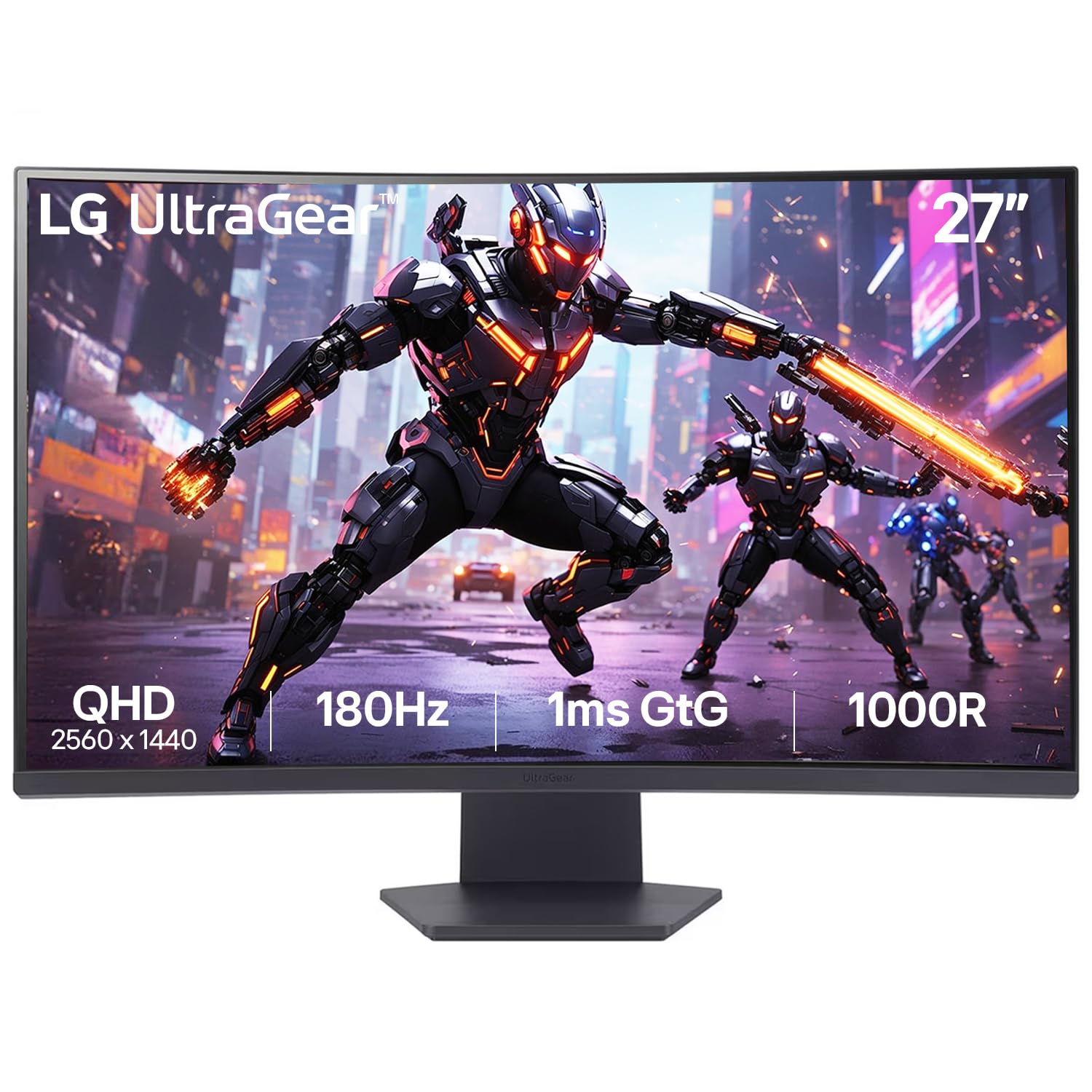 LG 27" QHD 1000R Curved Gaming Monitor, 180Hz, 1ms, HDR10, 27GS60QC-B