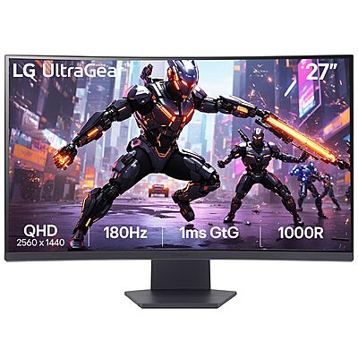 LG 27" QHD 1000R Curved Gaming Monitor, 180Hz, 1ms, HDR10, 27GS60QC-B