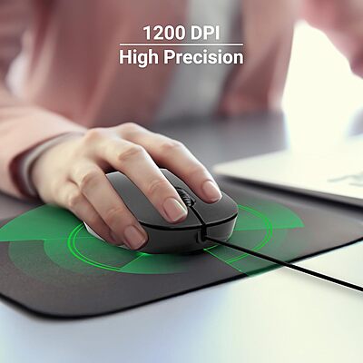 Zebronics Zeb-Power Wired USB Mouse – 3-Button | 1200 DPI Optical Sensor | Plug & Play | Windows & Mac Compatible