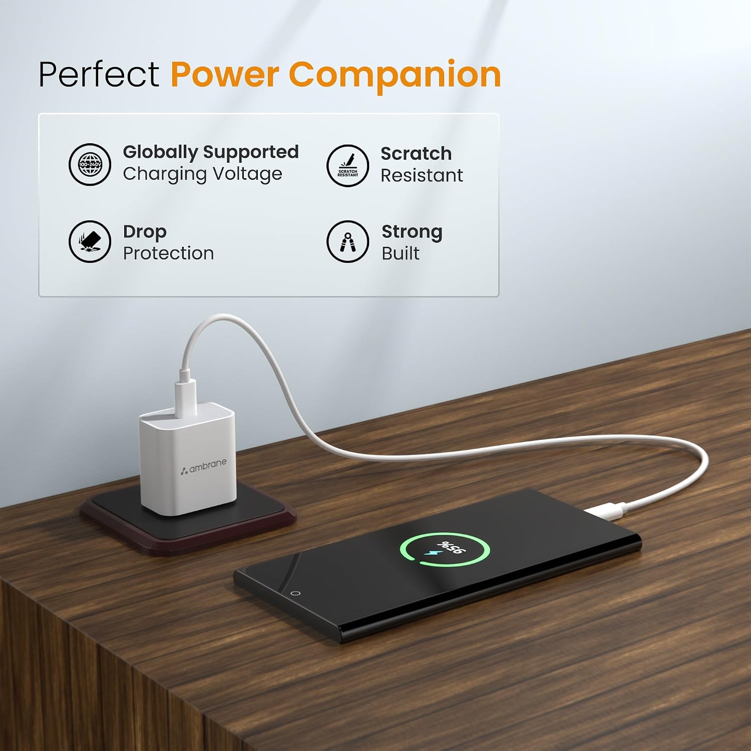 Ambrane UNI-20 Charger with C-Type Cable