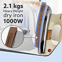 AGARO Regency Triple Layered Heavy Weight Electric Dry Iron, 1000W, Non- Stick Coated Heavy Sole Plate