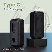 Portronics POR 2345 Rumble 25W Bluetooth Speaker – BT 5.3  Wired Mic  FM  AUXUSBMicroSD  Black