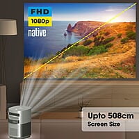 ZEBRONICS PIXAPLAY 18, Smart Vertical Projector, 3800 Lumens, 4K Support, Dolby Audio, 200 inch Screen Size, HDMI, USB, WiFi, Supports Bluetooth, 1080p Native, Electronic Focus, APP Support, Miracast
